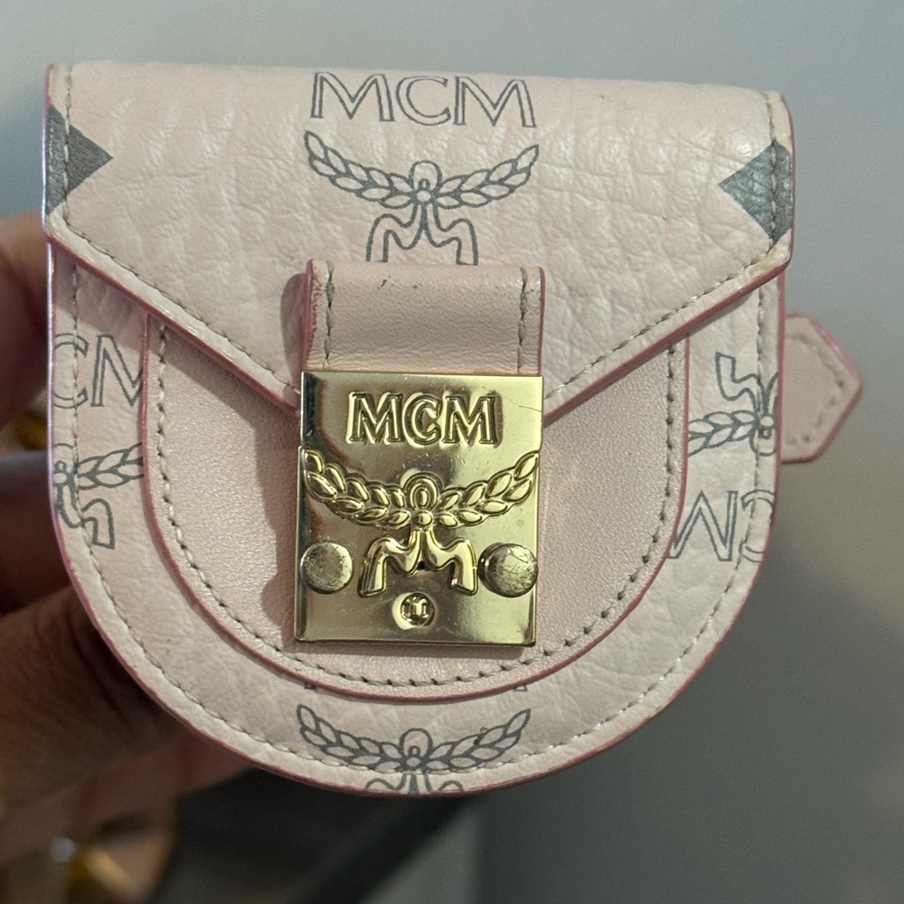 MCM Blush Pink Leather Mini Wallet